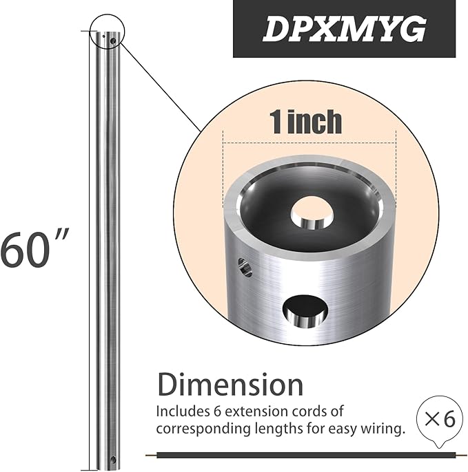 DPXMYG 60 inch Ceiling Fan Downrod - Image 2