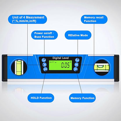 Digital Level and Protractor, 10 Inch IP54 Protected Electronic Bubble - Image 2