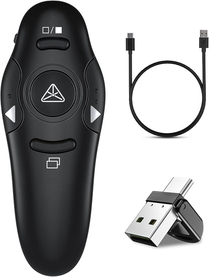Presentation Clicker, Rechargeable Pointer, 2-in-1 USB Type C Powerpoint Clicker by NinjaABXY