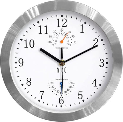 HITO 10 Inch Silent Wall Clock Battery Operated Non Ticking Glass Cover Silver - Image 8