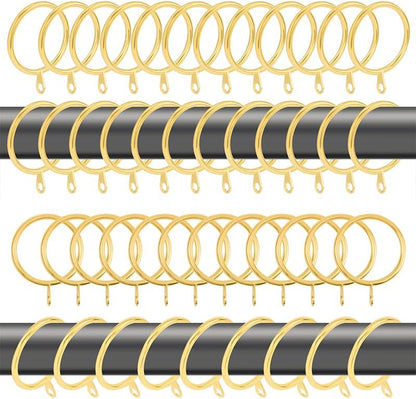 60 pcs 1.5-Inch Inner Diameter Metal Drapery Rings Curtain Rings with Eyelets, Fits Up to 1 1/4-Inch Rod, Gold