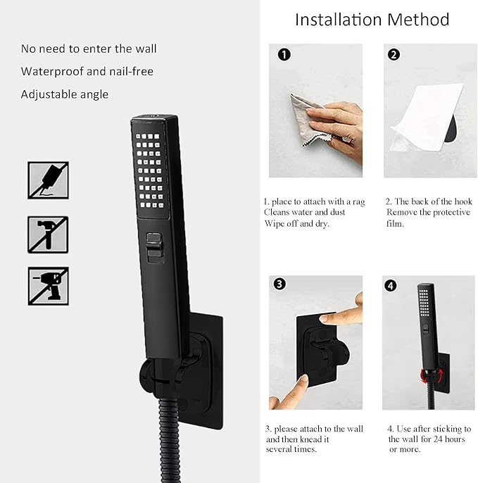6'' Square High Pressure Rain Black Shower Heads - Image 9