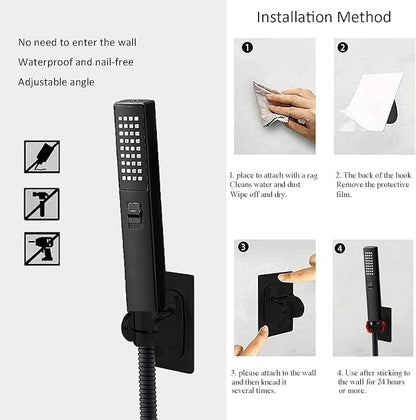 6'' Square High Pressure Rain Black Shower Heads - Image 9