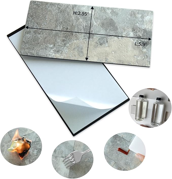 AULIGET 4-Piece Faux Stone Peel and Stick Backsplash Wall Tiles, Laundry Room - Image 5