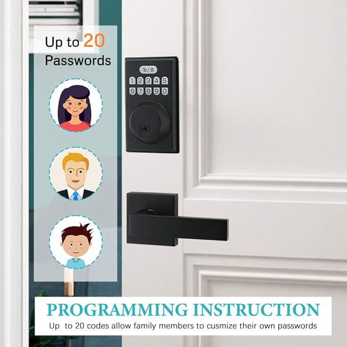 Keyless Entry Door Lock with 2 Handles, Electronic Keypad Deadbolt Front Door - Image 5
