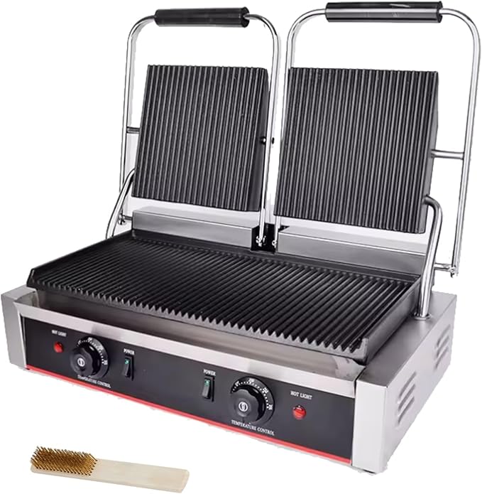 Commercial Panini Press With Grooved Grill Sandwich Maker Machine Electric by KOUWO