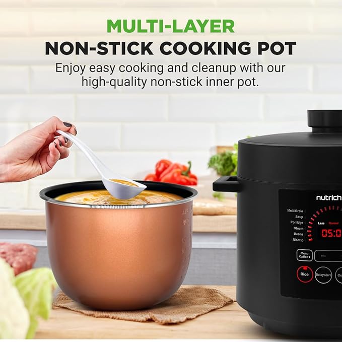 NutriChef Electric Pressure Cooker 6 Quart Capacity | 9 Function Digital - Image 5