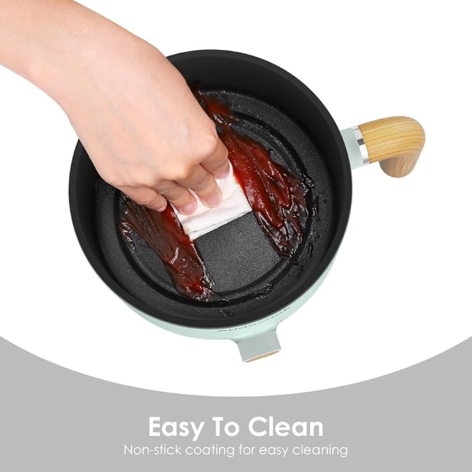 Audecook Hot Pot Electric with Steamer, 1.5L Portable Nonstick Mini Multicooker - Image 6