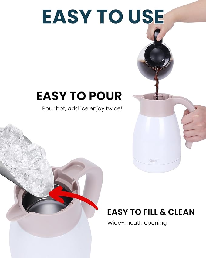 GiNT 1L / 34Oz Thermal Coffee Carafe, Insulated Stainless Steel Coffee Carafes - Image 7