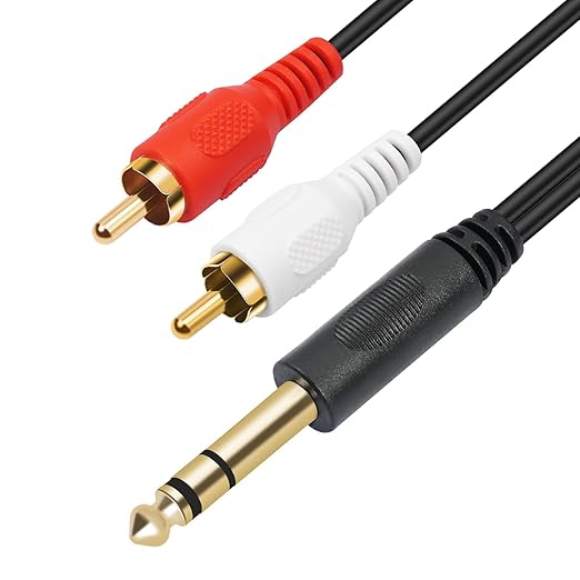 SiYear Gold-Plated 6.35mm 1/4 inch Male TRS Stereo Plug to 2 RCA Phono Male by SiYear