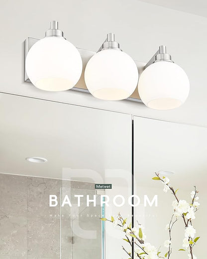 METWET Bathroom Light Fixtures, 3-Light Brushed Nickel Vanity Light, Modern - Image 6
