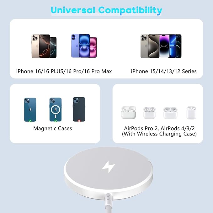 Magnetic Wireless Charger for iPhone 17 16 15, 10FT Fast Mag Safe Wireless - Image 7