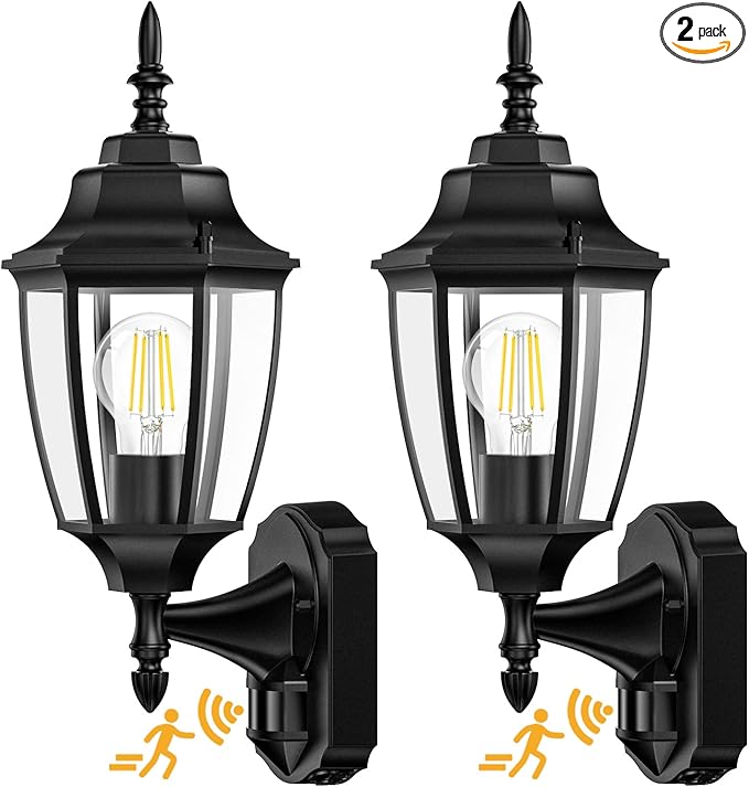 Lamomo Outdoor Wall Sconce, 2 Pack Dusk to Dawn Motion Sensor Light Fixtures by Lamomo