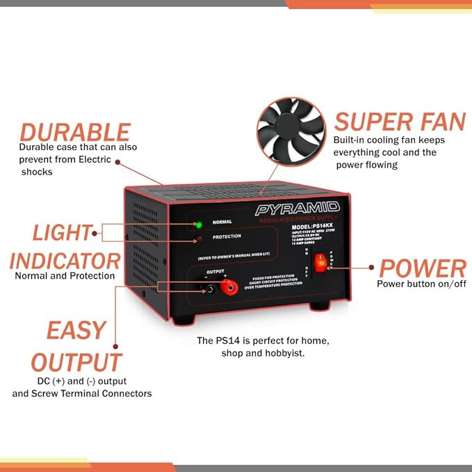 Pyramid Universal Compact Bench Power Supply - 12 Amp Linear Regulated Home Lab - Image 3