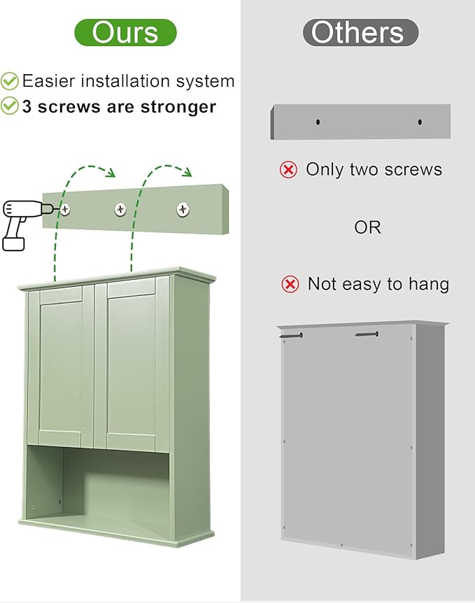 Bathroom Cabinet Wall Mount Buffering Hinge, Large Space Wooden Medicine Cabinet - Image 5