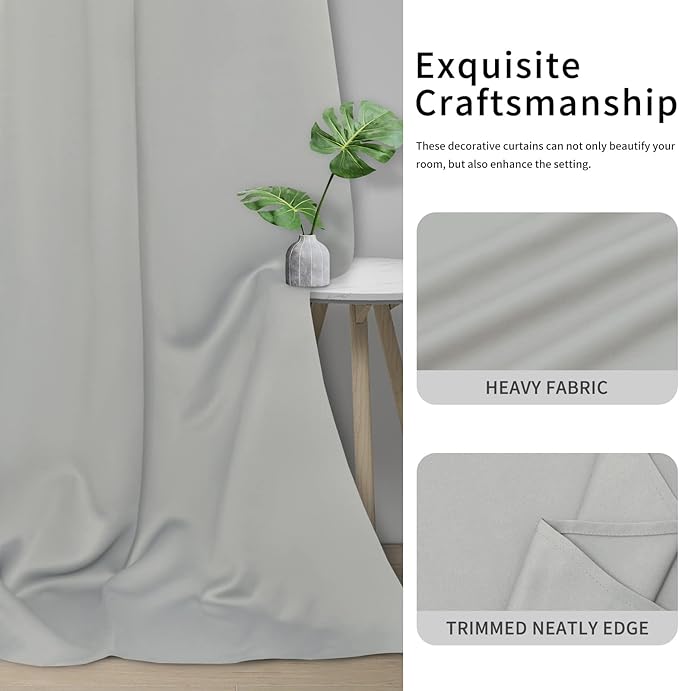 Easy-Going Blackout Curtains for Bedroom, Solid Thermal Insulated Grommet and - Image 5