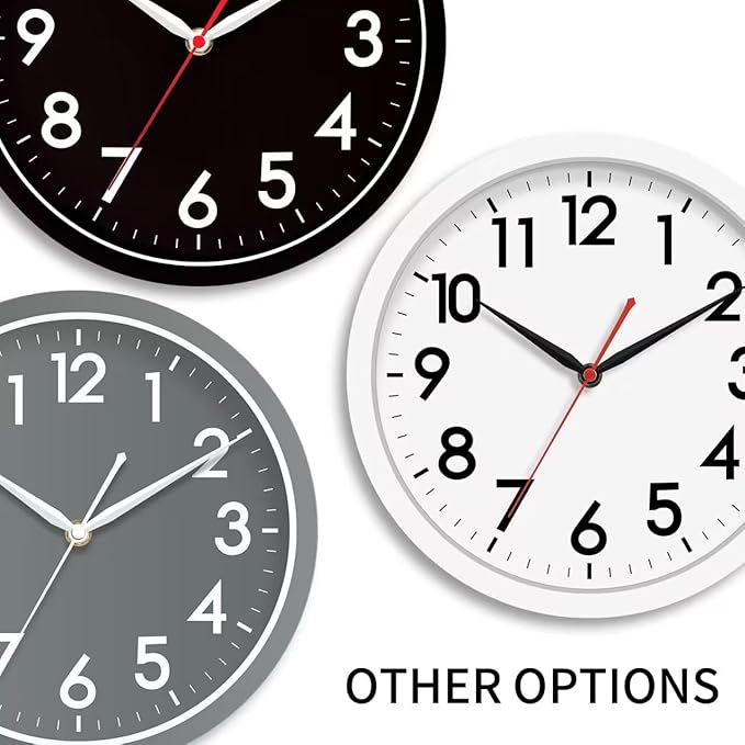 AKCISOT Wall Clock 10 Inch Silent Wall Clocks Battery Operated Non Ticking - Image 4