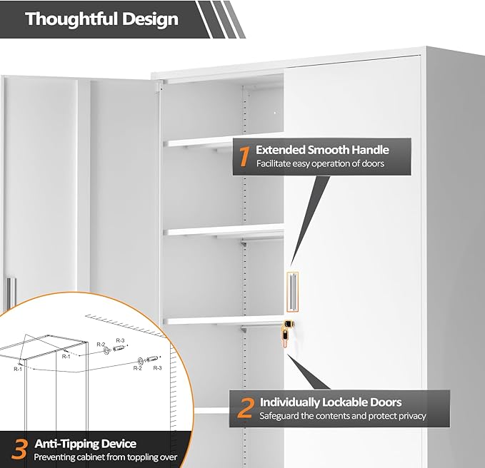 VINGLI Large Metal Storage Cabinet - Image 6