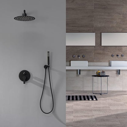 Iriber Matte black Shower System Wall Mounted Shower Faucet Mixer Set - Image 2