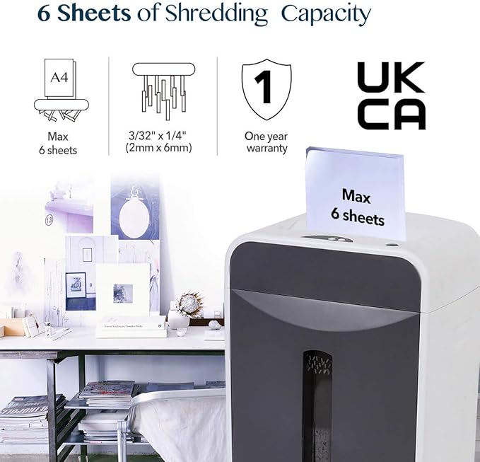 WOLVERINE 6-Sheet 2x6mm Super Micro Cut High Security Level P-5 Ultra Quiet - Image 3