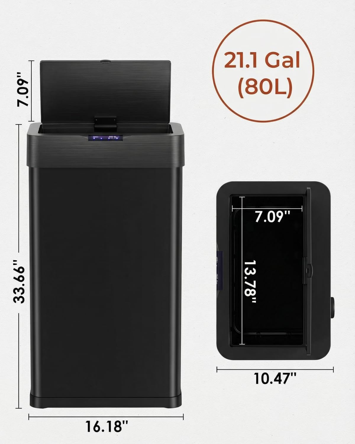 TLSUNNY 21.1 Gallon Motion Sensor Trash Can,Touchless Automatic Garbage Can