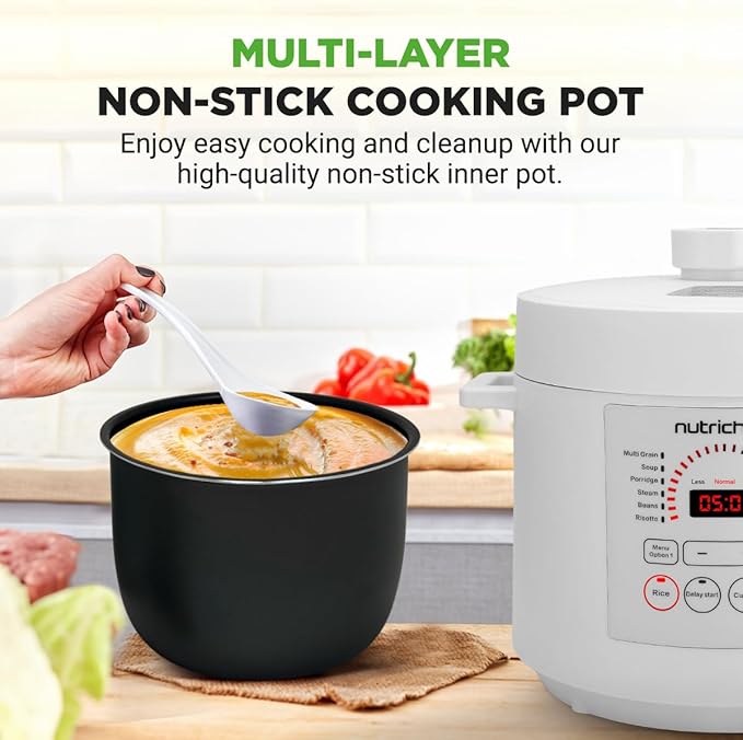 NutriChef Electric Pressure Cooker 6 Quart Capacity | 9 Function Digital - Image 5