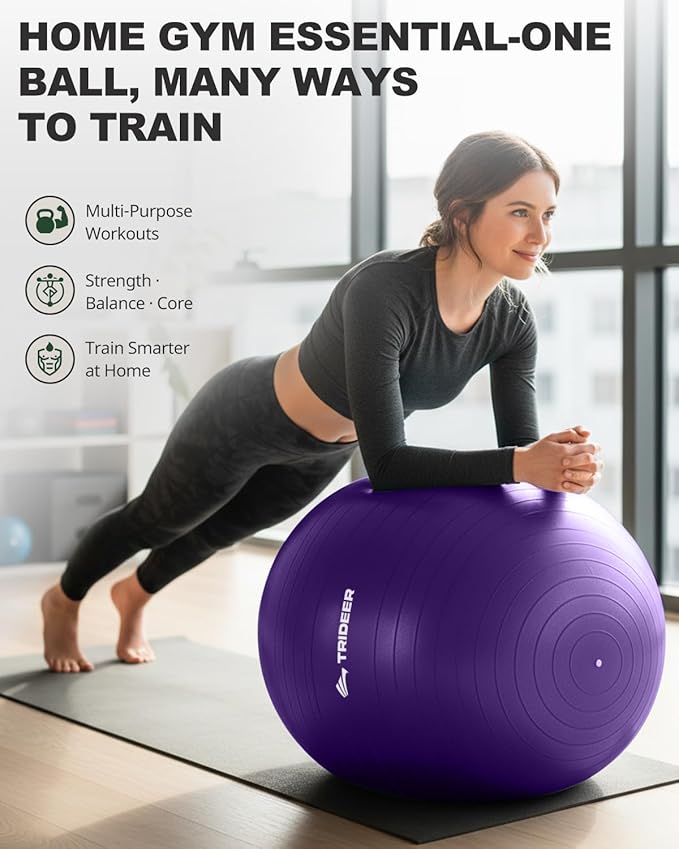 Trideer Exercise Ball for Yoga, Pilates & Fitness – Stability Ball Equipment - Image 3