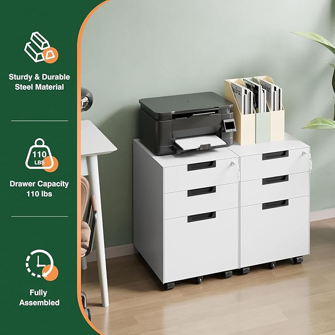 Letaya 3 Drawer Mobile File Cabinet - Image 5