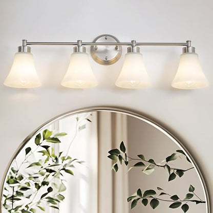LOUSACE 4 Light Bathroom Vanity Light Brushed Nickel Bathroom Lighting Fixtures by LOUSACE