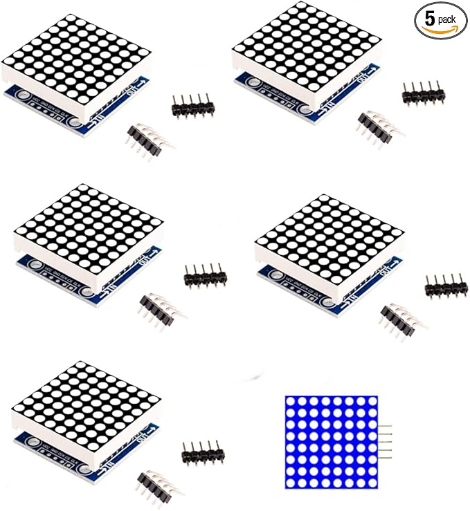 Azuocn 5PCS MAX7219 8x8 Dot Matrix LED Display Module 5V MCU Control MAX7219 by Azuocn