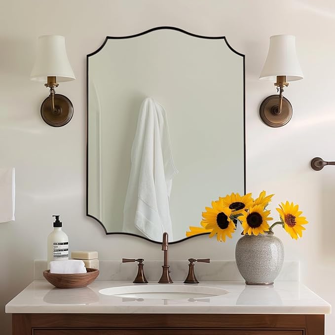 ANDY STAR Scalloped Bathroom Mirror, Antique Bronze Decorative Bathroom Mirrors by ANDYSTAR