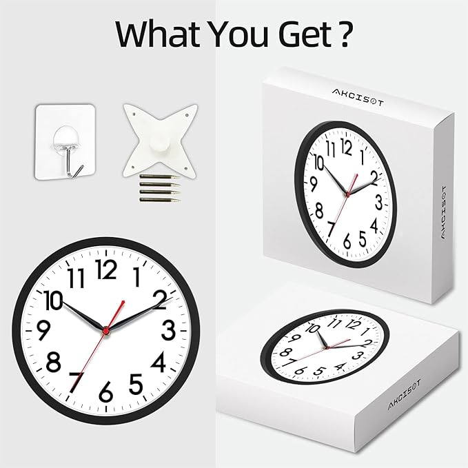 AKCISOT Wall Clock 10 Inch Silent Non-Ticking Modern Clocks Battery Operated - Image 7