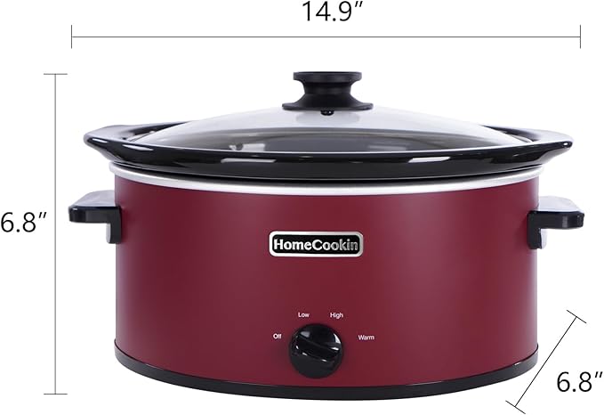 HOMECOOKIN 6 Quart Slow Cooker Oval Manual Pot Food Warmer - Image 3
