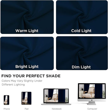 CUCRAF Navy Blue Blackout Curtains 45 Inches Long, Thermal Insulated Noise - Image 6