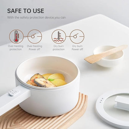 Electric Hot Pot, 1.5L Ceramic Glaze Non-stick Mini Pan, Portable Electric Pot - Image 6
