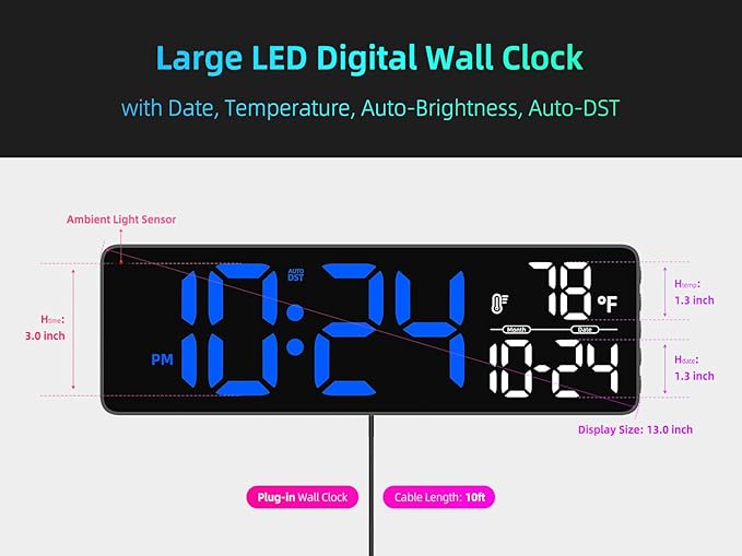 Large LED Digital Wall Clock - Image 3