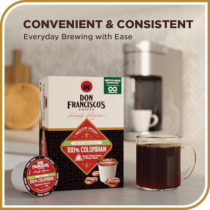 Don Francisco's Decaf 100% Colombia Coffee Pods, Medium Roast, Compatible - Image 3