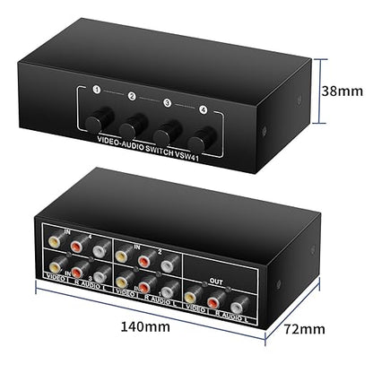 RCA Switch 4 in 1 Out Composite Video L/R Audio Selector Box 4X1, BolAAzuL - Image 7