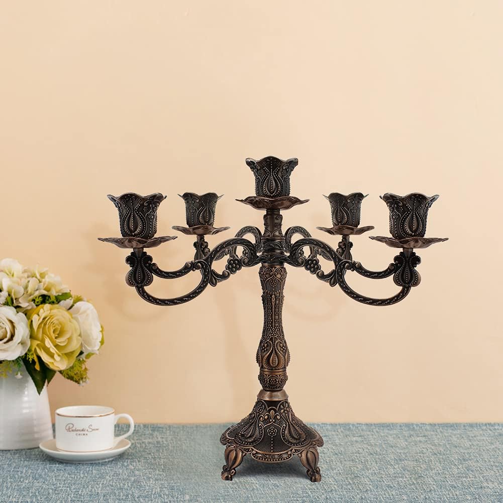 5-Candle Metal Candelabra 10.3 Inch Tall Candlestick Candle Holders for Home ...
