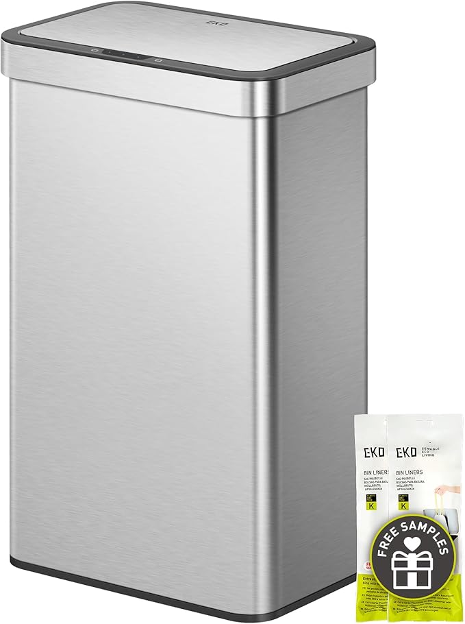 EKO Econova 30L+30L Dual Compartment Motion Sensor Trash Can, 16 Gallon by EKO