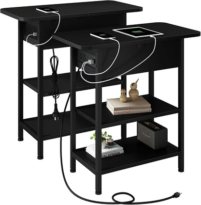 LIDYUK End Table with Charging Station, Nightstands Set of 2 by LIDYUK