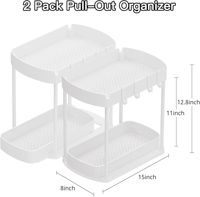 Ukeetap 2 Pack Multi-Purpose Pull-Out Storage Organizers, Under Sink & Cabinet - Image 2