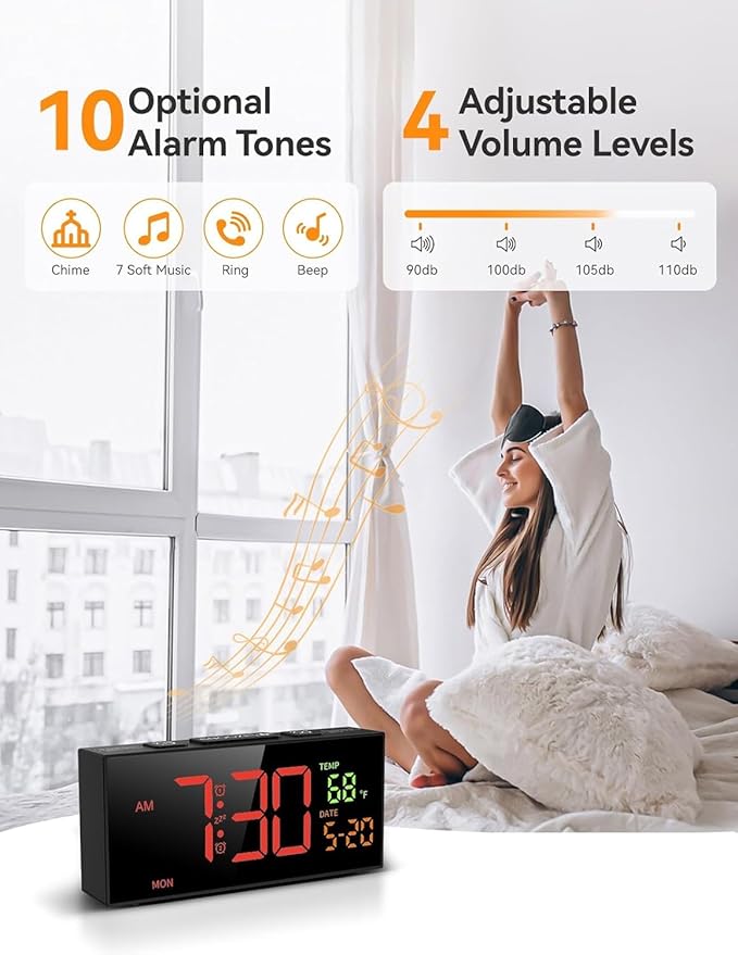 Netzu Alarm Clocks for Bedrooms, Digital Alarm Clock - Image 2
