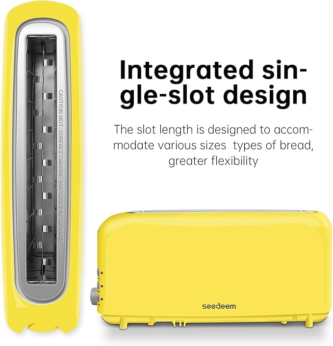 SEEDEEM 2 Slice Slim Toaster, Single 10" Long Slot Toaster Fits Bagels & - Image 3