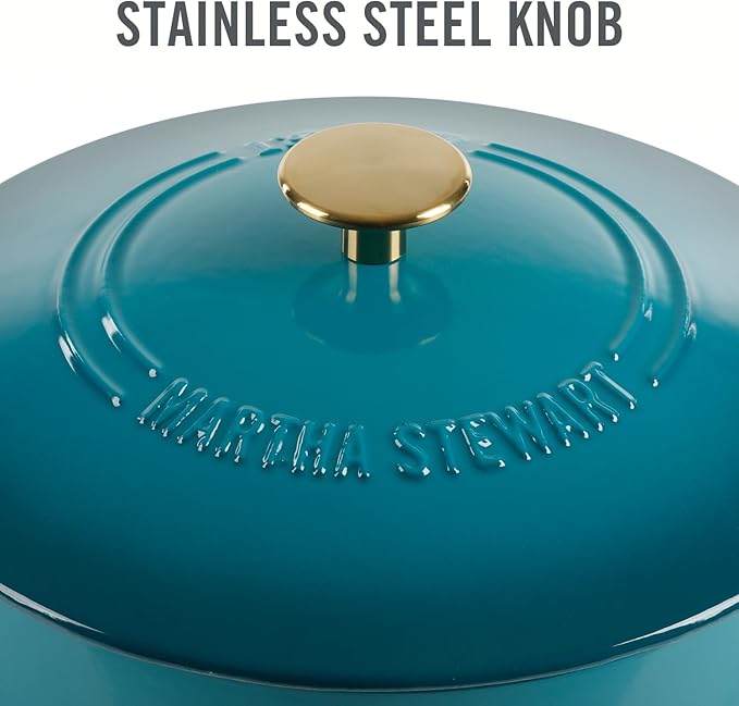 Martha Stewart Gatwick 7-Quart Enamel Cast Iron Dutch Oven – Emerald Ombre - Image 6