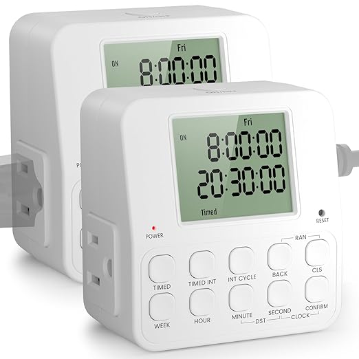NEARPOW Digital Timer Outlet, 2 Pack Infinite Interval Repeat Cycle Timer Plug by NEARPOW