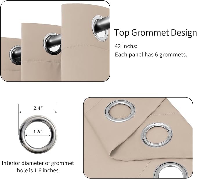 Easy-Going Blackout Curtains for Bedroom, Solid Thermal Insulated Grommet and - Image 4