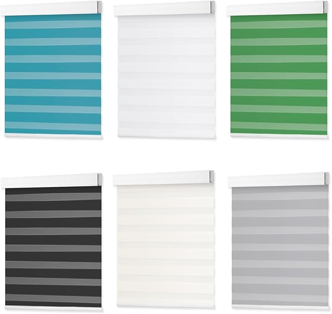 DENFOON Motorized Zebra Blinds, Solar Powered Dual Layer Automatic Shades by DENFOON