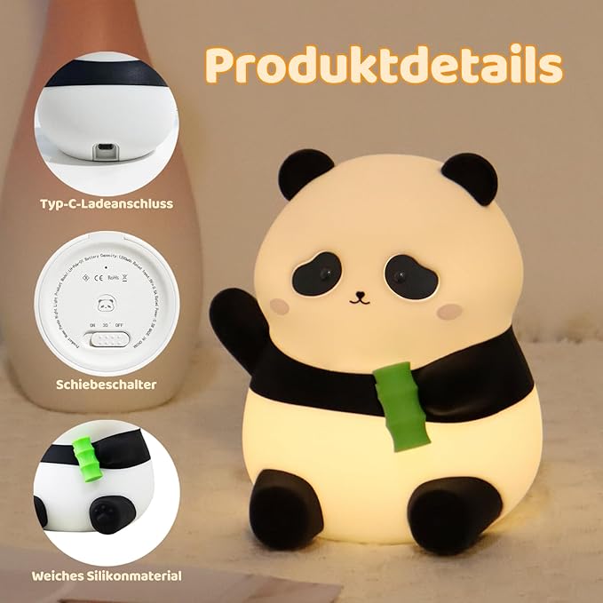 Rytinazzz Panda Night Light, 50-Hour Battery & Pat-to-Change Brightness - Image 9