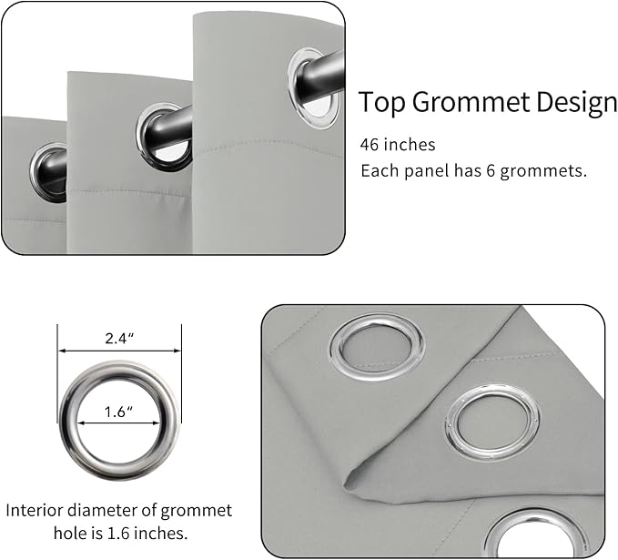 Easy-Going Blackout Curtains for Bedroom, Solid Thermal Insulated Grommet and - Image 4